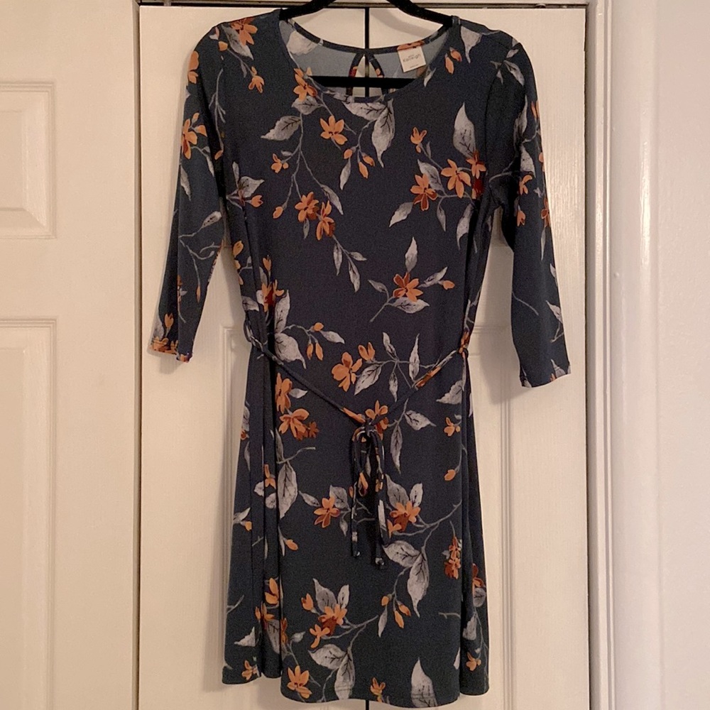 Emerald green fall floral dress